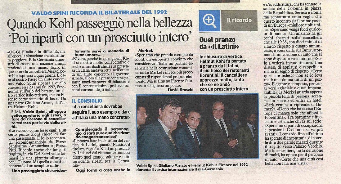 Valdo Spini sul vertice bilaterale del '92 con Kohl e Amato