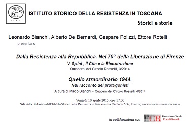 Firenze, 10 aprile - presentazione QCR sulla Resistenza