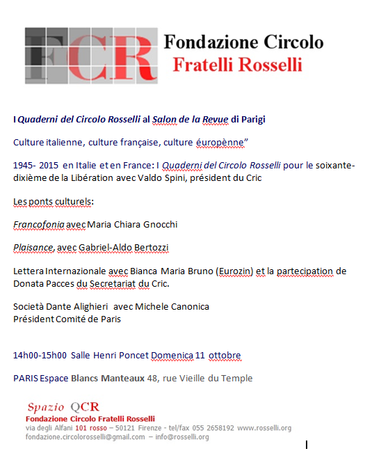 I Quaderni del Circolo Rosselli al Salon de la Revue di Parigi
