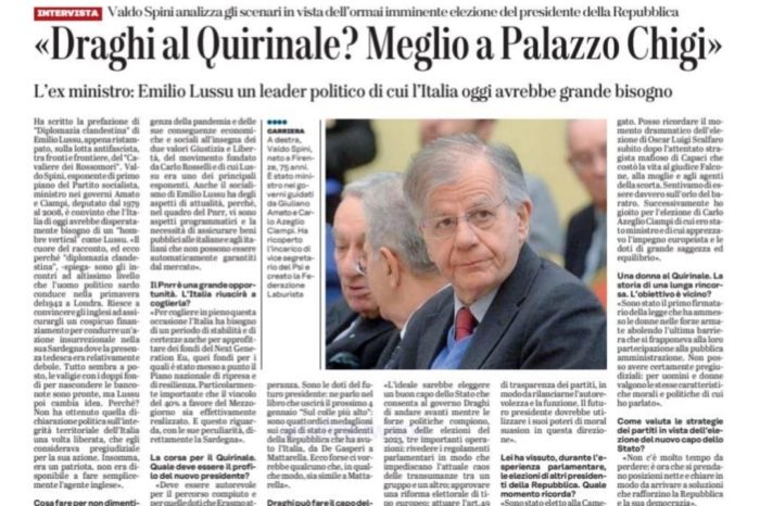 28/12/2021 - Valdo Spini analizza gli scenari in vista dell'ormai imminente elezione del presidente della repubblica