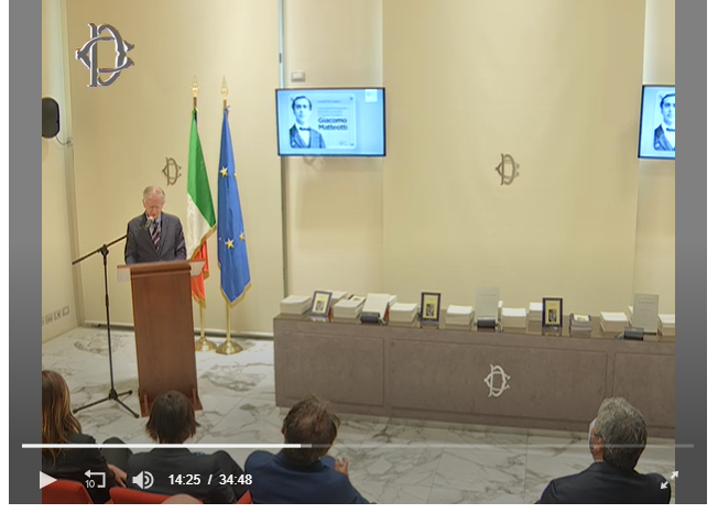Video – Cerimonia di intitolazione della Sala a Giacomo Matteotti